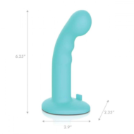 Голубая изогнутая насадка 6in Remote Control Ripple P-Spot G-Spot на черных трусиках - 16 см. - 4