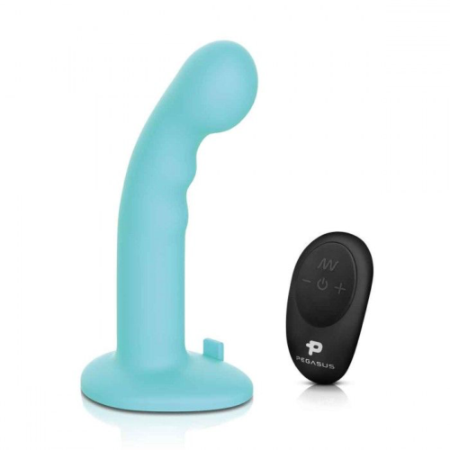 Голубая изогнутая насадка 6in Remote Control Ripple P-Spot G-Spot на черных трусиках - 16 см. - 1