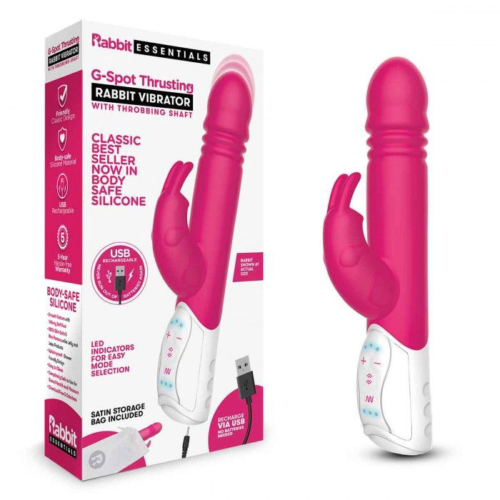 Розовый пульсирующий вибромассажер G-Spot Thrusting Rabbit - 24 см. - 1