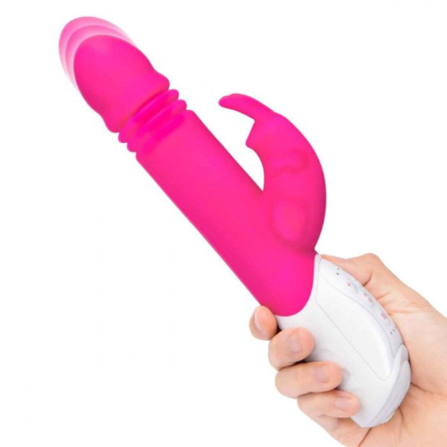 Розовый пульсирующий вибромассажер G-Spot Thrusting Rabbit - 24 см. - 2