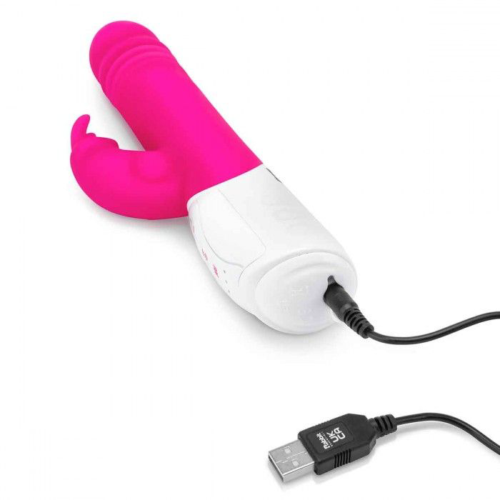 Розовый пульсирующий вибромассажер G-Spot Thrusting Rabbit - 24 см. - 5