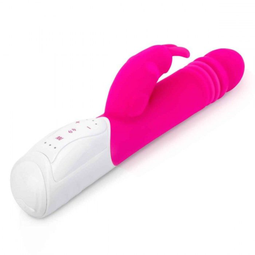 Розовый пульсирующий вибромассажер G-Spot Thrusting Rabbit - 24 см. - 0