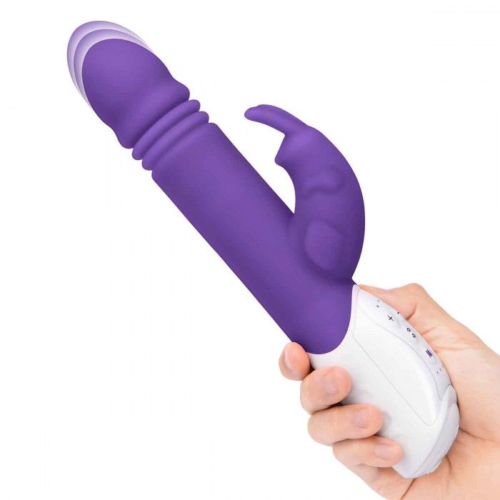 Фиолетовый пульсирующий вибромассажер G-Spot Thrusting Rabbit - 24 см. - 2