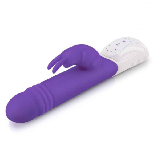 Фиолетовый пульсирующий вибромассажер G-Spot Thrusting Rabbit - 24 см. - 0