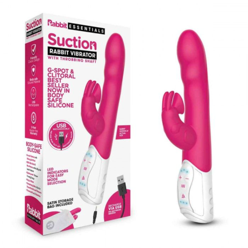 Розовый вибромассажер с клиторальной стимуляцией Clitoral Suction Rabbit - 24,5 см. - 1