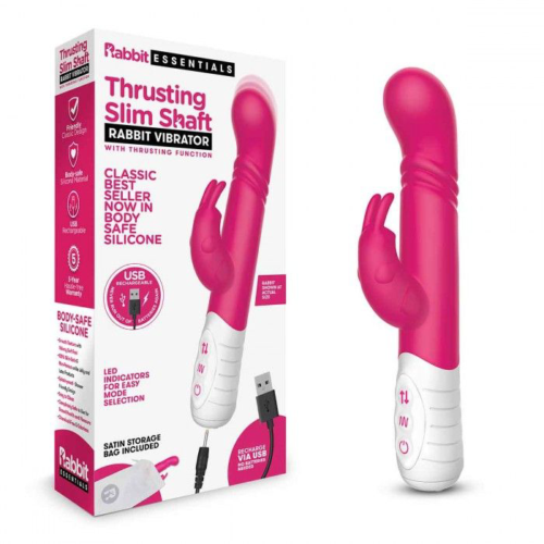 Розовый массажер для G-точки Slim Shaft thrusting G-spot Rabbit - 23 см. - 1