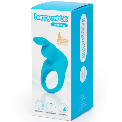 Голубое эрекционное виброкольцо Happy Rabbit Rechargeable Rabbit Cock Ring - 1