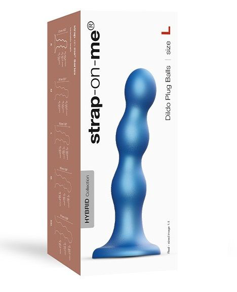 Голубая насадка Strap-On-Me Dildo Plug Balls size L - 1