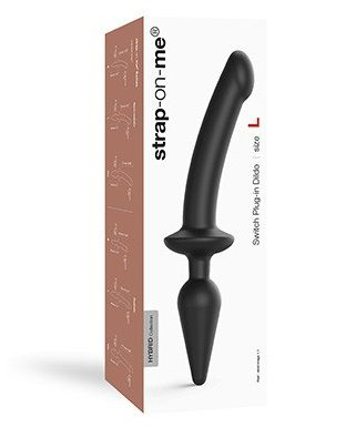 Черный двусторонний фаллоимитатор Strap-On-Me Dildo Plug-In Switch size L - 1