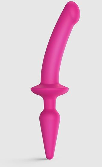 Розовый двусторонний фаллоимитатор Strap-On-Me Dildo Plug-In Switch size S - 0