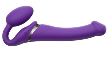 Фиолетовый безремневой вибрострапон Vibrating Bendable Strap-On - size L