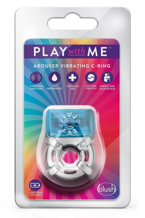 Синее эрекционное виброкольцо One Night Stand Vibrating C-Ring - 2
