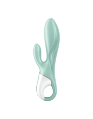 Зеленый вибратор-кролик Satisfyer Air Pump Bunny 5+ с функцией расширения - 20,4 см. - 1