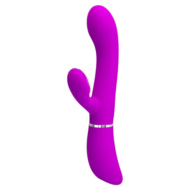 Лиловый вибратор-кролик с подвижной клиторальной щеточкой Clitoris Vibrator - 20,8 см. - 1