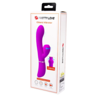 Лиловый вибратор-кролик с подвижной клиторальной щеточкой Clitoris Vibrator - 20,8 см. - 5