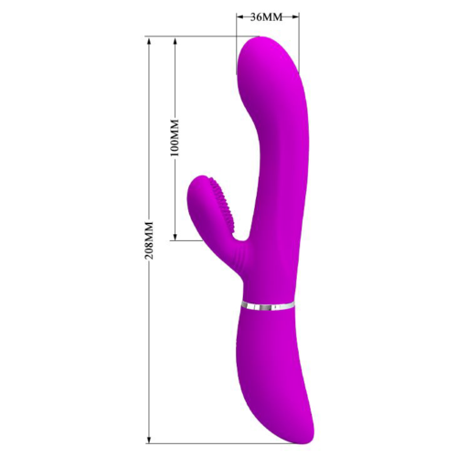 Лиловый вибратор-кролик с подвижной клиторальной щеточкой Clitoris Vibrator - 20,8 см. - 4