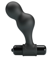 Черная анальная пробка с вибрацией Silicone Vibrating Anal Plug - 10 см. - 0