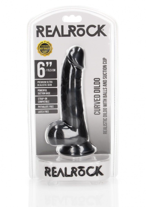 Черный фаллоимитатор Curved Realistic Dildo Balls Suction Cup 6 - 15,5 см. - 1