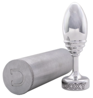 Серебристая анальная втулка Doxy Ribbed Butt Plug - 10,5 см. - 3