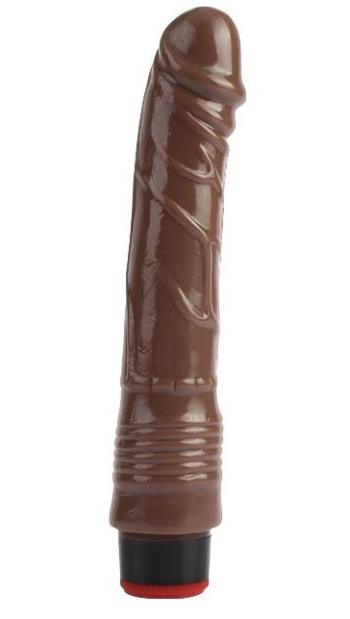 Коричневый вибратор-реалистик 9 Vibrating Dildo - 22,5 см.