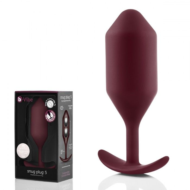 Бордовая пробка для ношения B-vibe Snug Plug 5 - 14 см. - 3