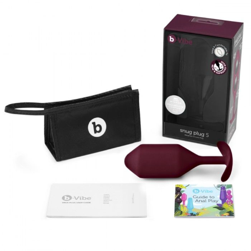 Бордовая пробка для ношения B-vibe Snug Plug 5 - 14 см. - 2