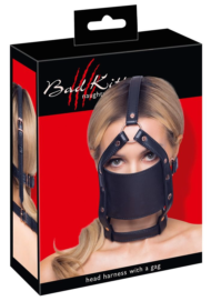 Черный намордник с кляпом-шаром Head Harness With A Gag - 3