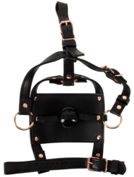 Черный намордник с кляпом-шаром Head Harness With A Gag - 5