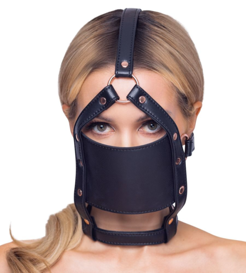 Черный намордник с кляпом-шаром Head Harness With A Gag - 1