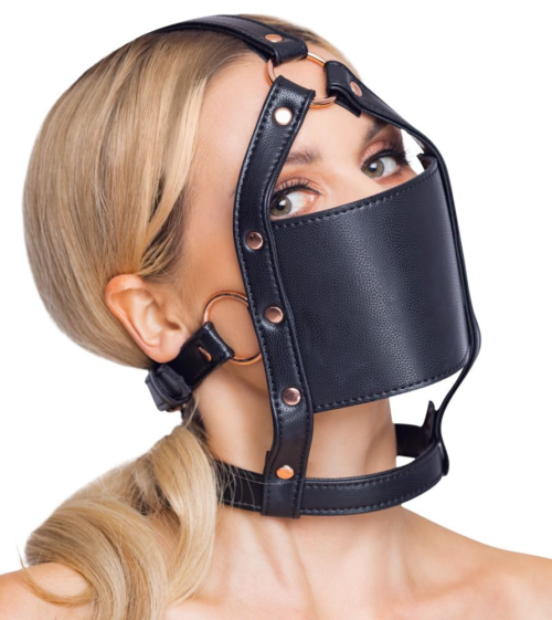 Черный намордник с кляпом-шаром Head Harness With A Gag - 0