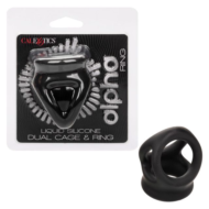 Черное тройное эрекционное кольцо Alpha Liquid Silicone Dual Cage Ring - 1