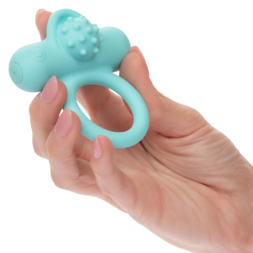 Аквамариновое эрекционное виброкольцо Silicone Rechargeable Nubby Lover’s Delight - 2