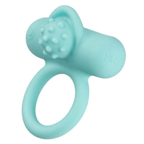 Аквамариновое эрекционное виброкольцо Silicone Rechargeable Nubby Lover’s Delight - 0