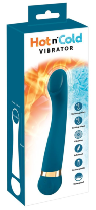 Бирюзовый вибромассажер с температурными режимами Hot n Cold Vibrator - 21,6 см. - 5