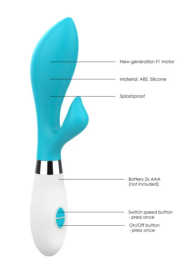 Бирюзовый вибратор-кролик Achelois - 21,8 см. - 4