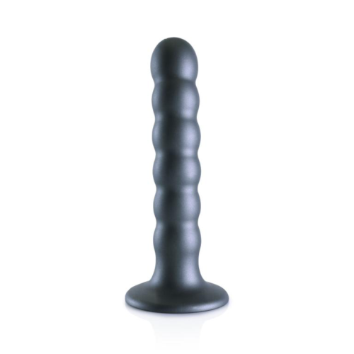 Серый фаллоимитатор Beaded G-Spot - 13,8 см. - 3