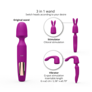 Лиловый вибратор с 2 сменными насадками R-Evolution Wand Vibrator with 2 Attachments - 1