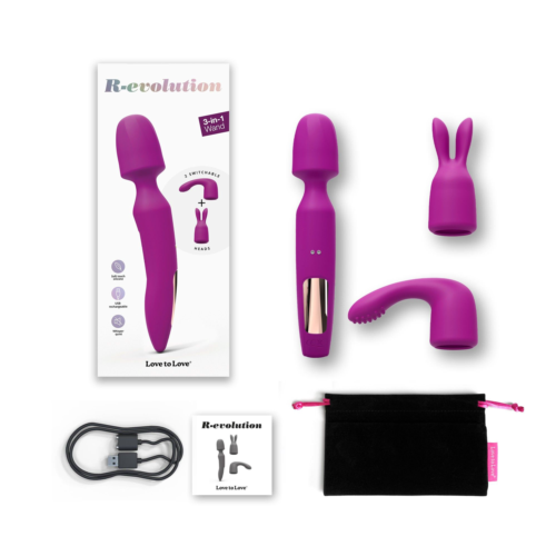 Лиловый вибратор с 2 сменными насадками R-Evolution Wand Vibrator with 2 Attachments - 6