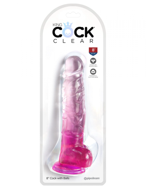 Розовый фаллоимитатор с мошонкой на присоске 8’’ Cock with Balls - 22,2 см. - 1