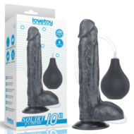 Черный фаллоимитатор-гигант с грушей 10 Squirt Extreme Dildo - 25,5 см. - 0