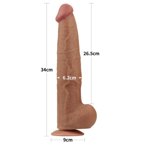 Коричневый фаллоимитатор 13.5 King Sized Sliding Skin Dual Layer Dong - 34 см. - 2