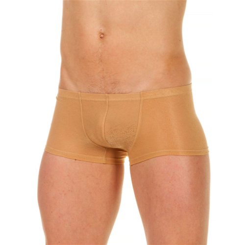 Бежевые трусы-хипсы с текстурой в виде роз на ткани Beige Rose Boxer - 0