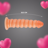Телесный фаллоимитатор винтовой формы на присоске - 18,5 см. - 5