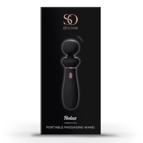 Черный вибратор So Divine Relax Portable Massage Wand - 24 см. - 5