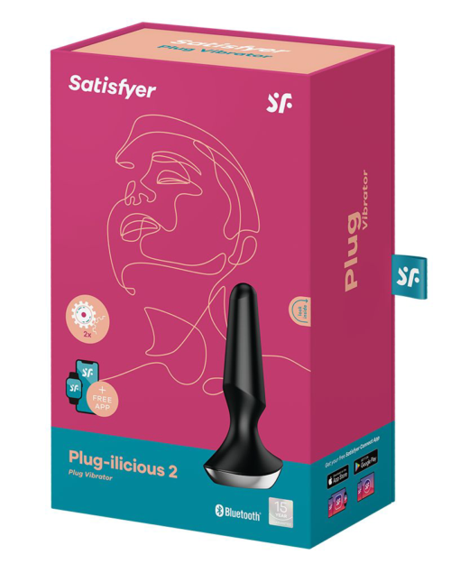 Черная анальная пробка с вибрацией Satisfyer Plug-ilicious 2 - 14 см. - 4