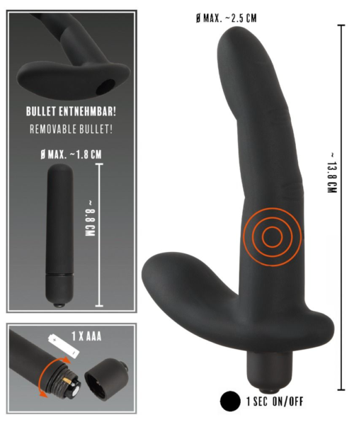 Черный вибромассажер простаты Naughty Finger Prostate Vibe - 13,8 см. - 4