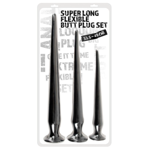 Набор из 3 длинных анальных пробок Super Long Flexible Butt Plug Set - 1