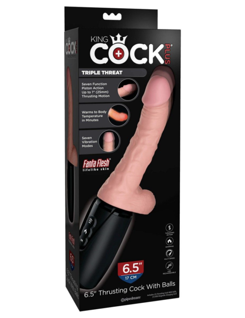 Хай-тек вибратор с функцией толкания 6.5 Thrusting Cock With Balls - 1