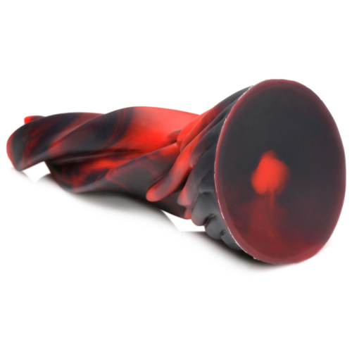 Красно-черный фантазийный фаллоимитатор Hell Kiss Twisted Tongues Silicone Dildo - 18,8 см. - 3