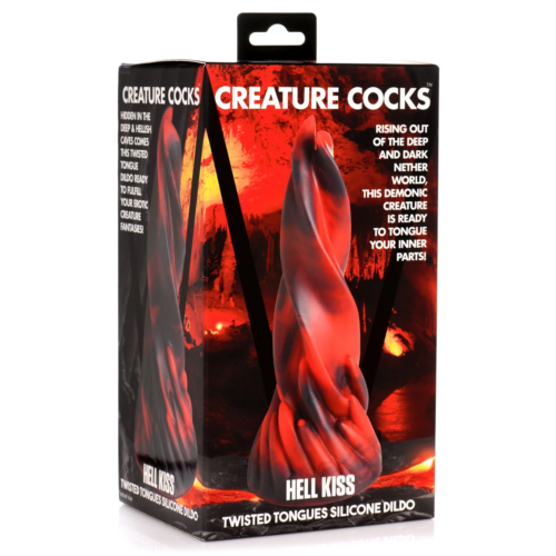 Красно-черный фантазийный фаллоимитатор Hell Kiss Twisted Tongues Silicone Dildo - 18,8 см. - 4